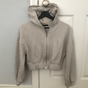 Zara Cropped Zip Up Jacket